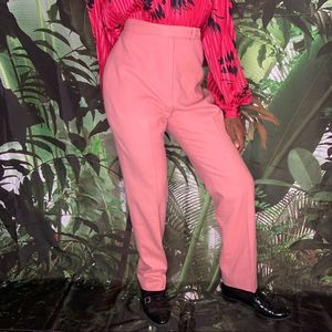 Vintage pink trousers wool medium short high waist